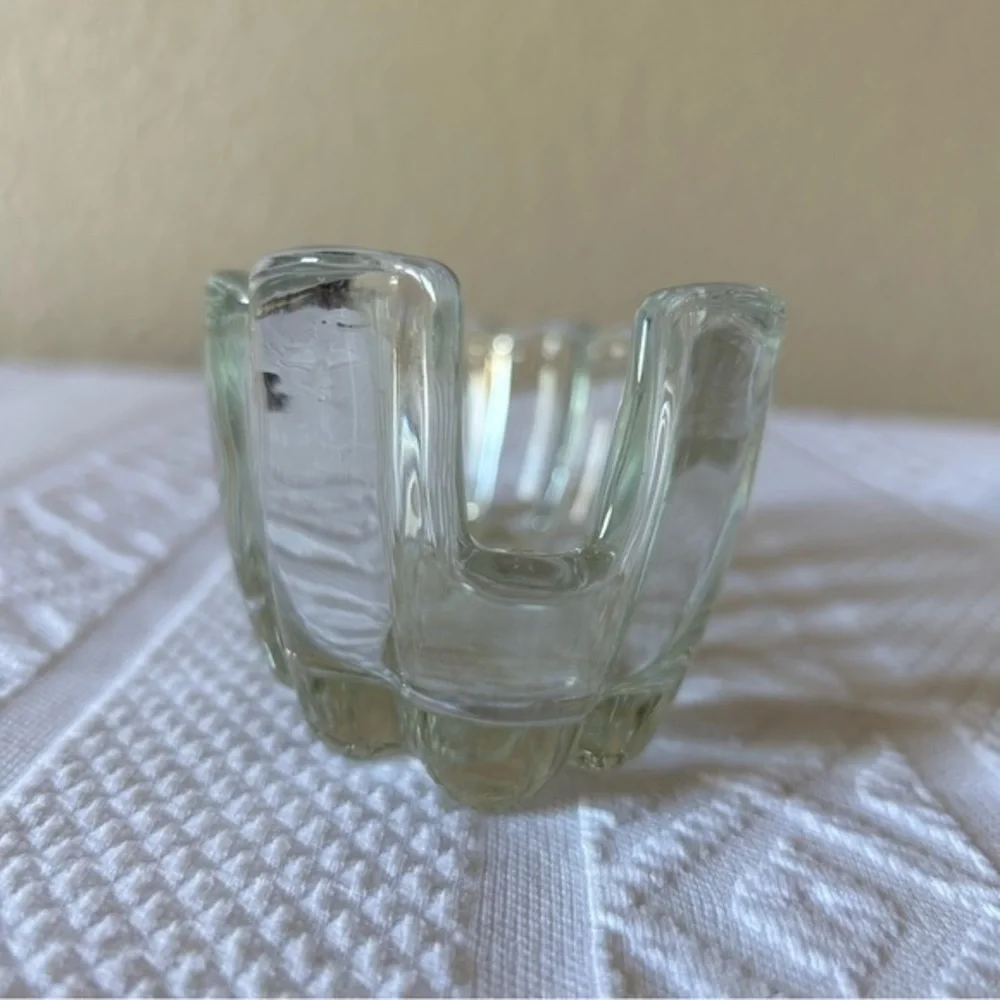 Vintage Set of 2 Crystal‎ Spoon Rest Holder Caddy 3X5